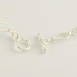 Edelstein Lätzchen Statement-Halsketten mit Cabochon-Fassungen aus Aluminium und versilberten Messingketten NJEW-R224-07B-B