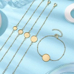 5 Stück 5 Stile 304 Edelstahl runde Cabochon-Fassung Armbänder BJEW-JB11093-01