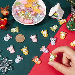 100 Stück transparente Cabochons aus Weihnachts-Rentierharz RESI-SC0005-58