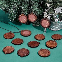 30 Stück Cabochon-Fassungen für Anhänger aus Holz in 5 Stilen WOOD-FH0001-95