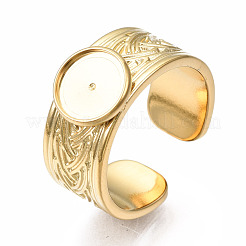 Offener Manschettenfingerring aus Edelstahl 304 mit Cabochon-Fassungen STAS-T060-05G