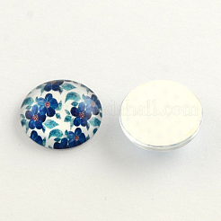 Halbrund / Kuppel Blumenmuster Glas flatback BlumeCabochons für DIY-Projekte X-GGLA-Q037-12mm-M49