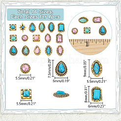 64 Stück Cabochons aus Zinklegierung in 16 Stilen MRMJ-AR0001-22