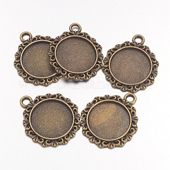Tibetischen Stil Anhänger cabochon Fassungen mit antiken metallic Farbe und erhöht Skulptur sind voller Retro-Stil X-TIBEP-M018-138AB-NF