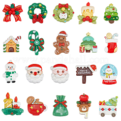 80 Stück 20 Stile Weihnachts-Cabochons aus opakem Harz. RESI-SC0005-60