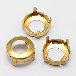 Flache runde Messing-Krappenfassungen zum Aufnähen X-KK-N0084-13G-12mm