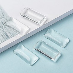 Transparentes Rechteck Glas Cabochons GGLA-R025-38x19