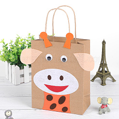 DIY Rechteck mit Giraffenmuster Kraftpapiertüte Bastelset DIY-F079-08