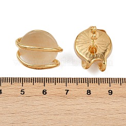 Ohrstecker mit Katzenaugen-Cabochon aus 304 Edelstahl EJEW-V014-04G