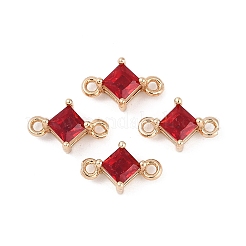 Messing Pavé Glas Rhombus Verbinder Verbinder Charms GLAA-Q088-001J