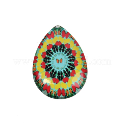 Mosaik gedruckt Glas Cabochons GGLA-N002-18x25-G