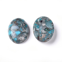 Montierte synthetische Silberlinie Türkis und Amazonit Cabochons G-D0006-G03-19