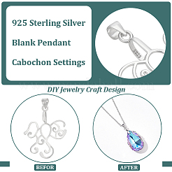1 Stück rhodiniert 925 Sterling Silber Anhänger Rohling Form Cabochon-Fassungen STER-BC0002-51