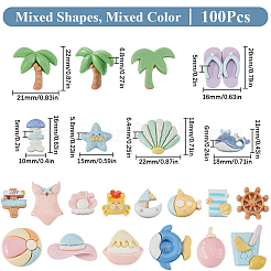 100 Stück 2 Stile Strand Thema opake Harz Decoden Cabochons CRES-SC0002-93