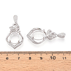 925 Sterling Silber Micro Pave Zirkonia Anhänger Krallen Cabochon Fassungen STER-N016-49P