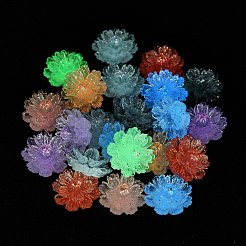 Blumen-Harz-Cabochons mit goldenem Glitzerpulver CRES-Q006-07A
