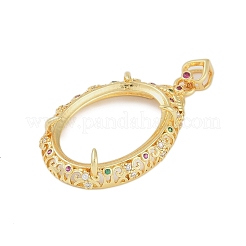 Ovale Messing Micro Pave Zirkonia Anhänger Cabochon Fassungen KK-U026-18G