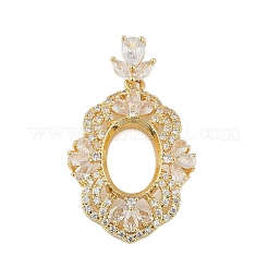 Blume Messing Micro Pave klare Zirkonia Anhänger Cabochon Einstellungen KK-U026-16G