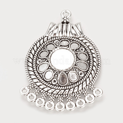 Tibetischen Stil Legierung Cabochon & Strass Connector Fassungen TIBE-T007-02AS-LF