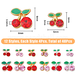 48 Stück 12 Stile Kirschlegierung Strass Cabochons MRMJ-FH0001-29