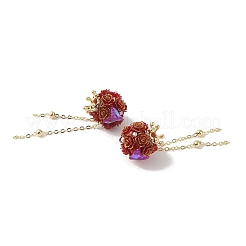 Handgemachte Blume Polymer Clay Strass Quaste baumeln Perlen CLAY-H003-02G-02