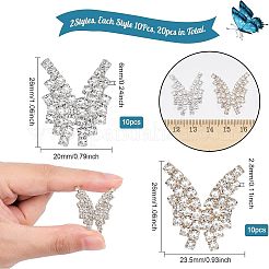 20 Stück 2 Stile Legierung Strass Cabochons FIND-CA0006-51