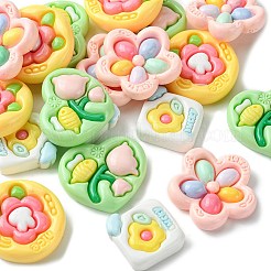 20 Stück 4 Stile undurchsichtige Blumenharz-Cabochons RESI-FS0001-55