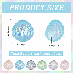 360 Stück 6 Farben Regenbogen schillernde Beschichtung transparente Harz Decoden Cabochons RESI-SC0005-64
