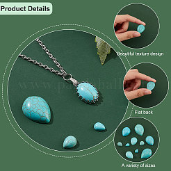 100 Stück 5 Stile Bastelzubehör gefärbter synthetischer türkisfarbener Edelstein flache Rückseite Tropfen Cabochons TURQ-PH0001-06