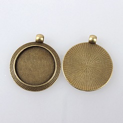 Tibetischen Stil Anhänger cabochon Fassungen mit antiken metallic Farbe und erhöht Skulptur sind voller Retro-Stil X-TIBEP-M018-102AB-NF