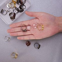 Nbeads 60 Stck Cabochon Ringschalen verstellbare Messing Pad Ring Zubehör und transparentes Glas Cabochon DIY-NB0001-38