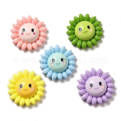 Cartoon lächelnde Sonnenblumen-Decoden-Harz-Cabochons CRES-R198-01
