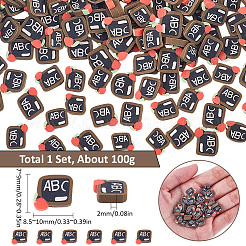 1 Set handgemachte Cabochons aus Polymer-Ton mit Schulmotiven CLAY-SC0002-04