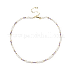 Natürliche Edelstein- und Regenbogen-Mondstein-Perlenkette für Frauen NJEW-JN04173