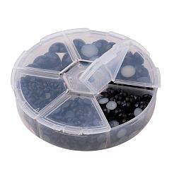 Perlkuppel-Cabochons aus Kunstleder mit 1 Box SACR-X0002-25-B