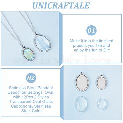 12 Stück 2 Stile 304 Edelstahl Anhänger Cabochon Einstellungen STAS-UN0053-07
