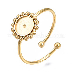 Offener Manschettenfingerring aus Edelstahl 304 mit Cabochon-Fassungen STAS-T060-13G