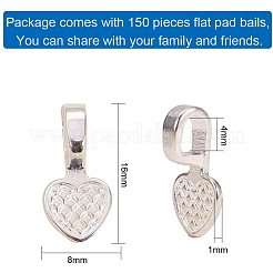 Pandahall Elite 150 Stück Silber Herz Kleber auf Kautionen für Ohrring Kautionen Anhänger Charms Connector Scrabble oder Glas Cabochon Fliesen Schmuckherstellung TIBE-PH0004-51S