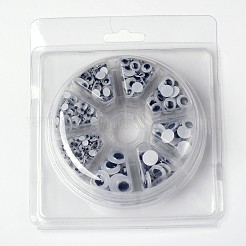 Flache runde schwarz und weiß Kunststoff wackeln Kulleraugen Cabochons DIY Scrapbooking Handwerk Spielzeug Zubehör KY-X0006-B