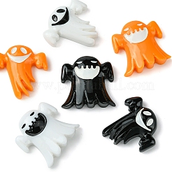 6 Stück 6 Stile Halloween opake Harz Decoden Cabochons CRES-FS0001-67