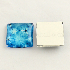 Blumenmuster flatback Platz Glas Cabochons für DIY-Projekte X-GGLA-S022-15mm-37