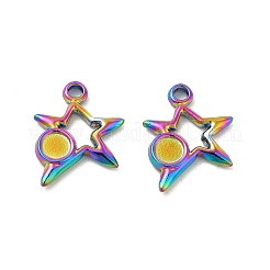 Ionenplattierung (IP) 304 Edelstahl Anhänger Cabochon-Einstellungen STAS-B032-21MC