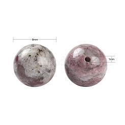 100pcs 8mm natürliche lila rote Turmalin runde Perlen DIY-LS0002-09