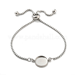 Anlaufgeschützte Armbänder aus 304 Edelstahl mit runder Cabochonfassung DIY-Z026-01B
