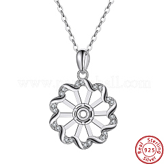 925 Anhänger aus Sterlingsilber mit Mikropflaster und klarem Zirkonia in Cabochonfassung STER-L064-17P