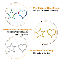 12 stücke 6 arten ionen beschichtung (ip) 304 edelstahl verknüpfung ring strass einstellungen STAS-FH0002-03