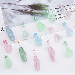 120 Stück 15 Stile Dummy-Flasche transparent Harz Cabochon RESI-DC0001-08