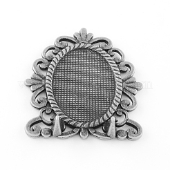 Tibetischen Stil Legierungsspiegel cabochon Fassungen TIBEP-S293-081AS-LF