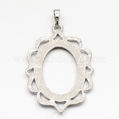 Ovale Legierung Anhänger Cabochon Open Back Fassungen PALLOY-F041-01