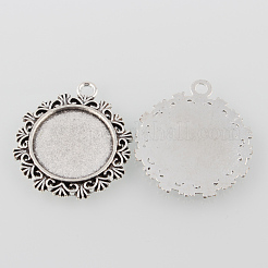 Tibetischer Stil Legierung Blume Anhänger Fassungen TIBEP-M022-53AS